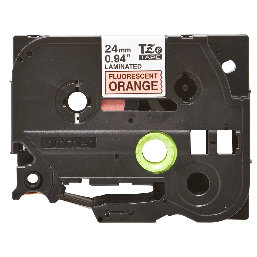 Cassette originale à ruban pour étiqueteuse Brother 24mm noir sur orange fluorescent - TZe-B51