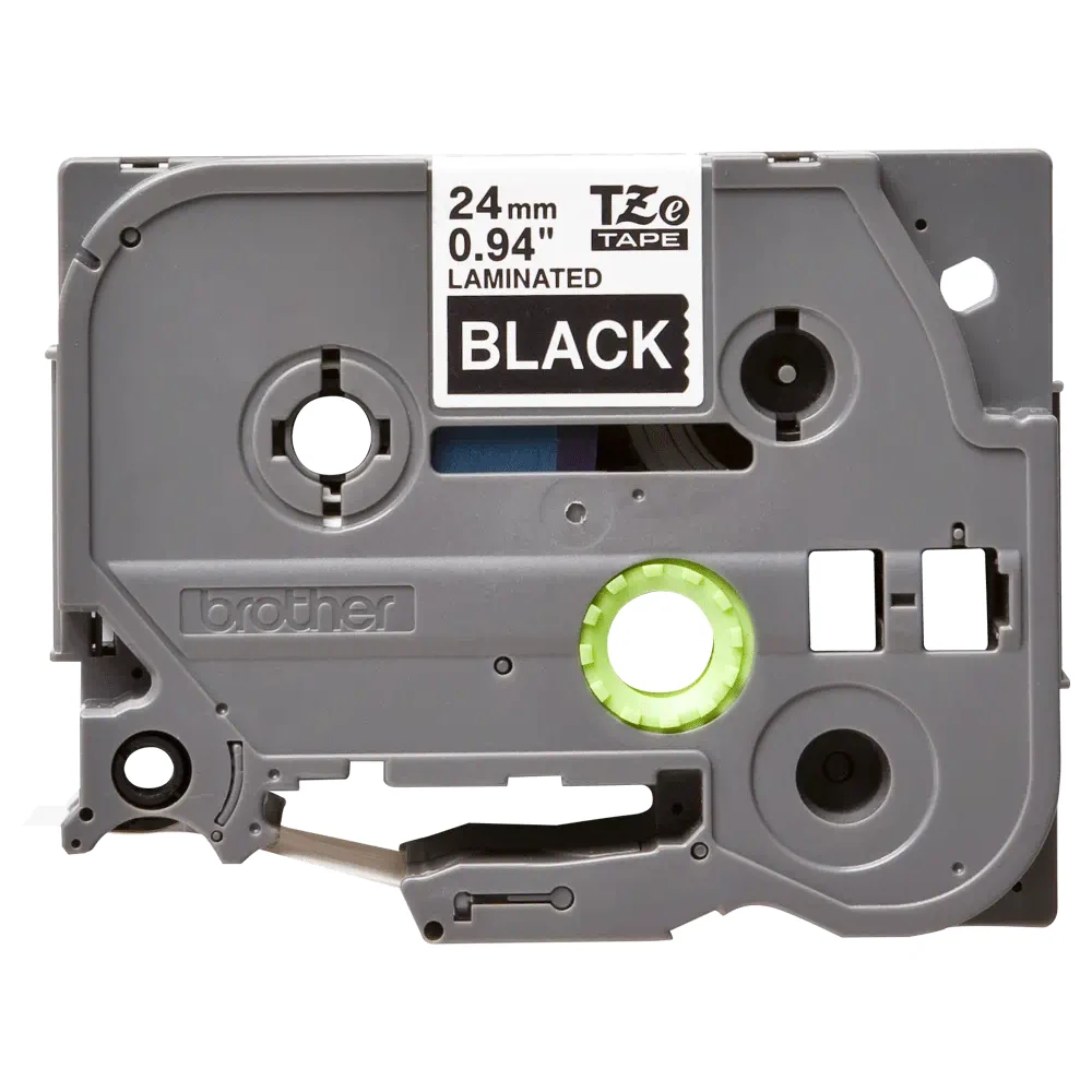 Cassette originale à ruban pour étiqueteuse Brother 24mm blanc sur noir - TZe-355