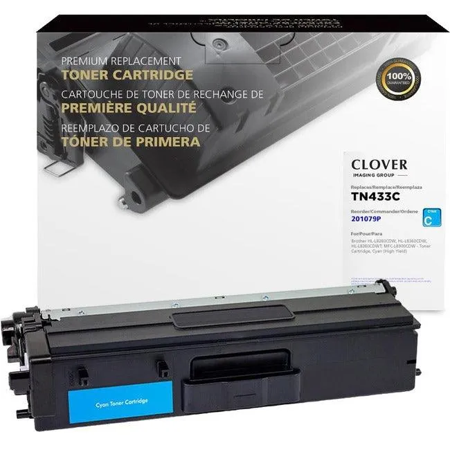Cartouche de toner remise à neuf Clover Technologies - Alternative pour Brother TN433C - Cyan Clover Technologies Group, LLC