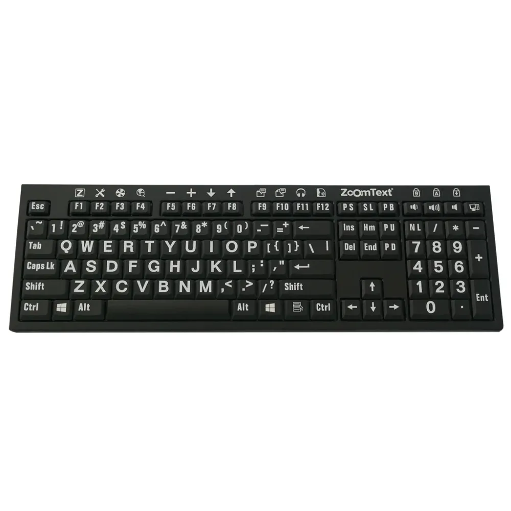 Clavier ZoomText LP avec impression blanche sur fond noir SP CNIB SMARTLIFE