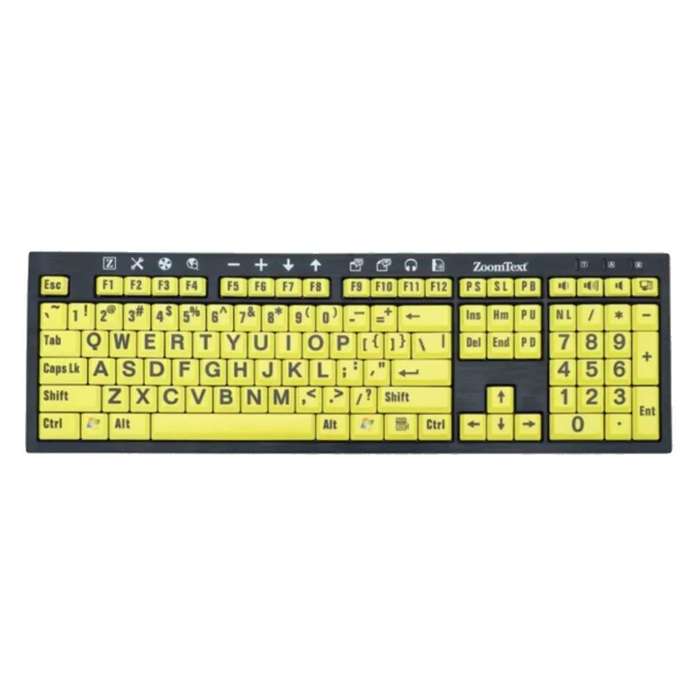 ZOOMTEXT LP CLAVIER NOIR IMPRESSION SUR JAUNE SP CNIB SMARTLIFE