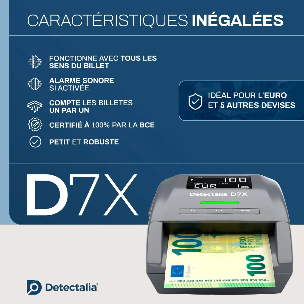 Detectalia D7X Détecteur Faux Billets 7 Contrôles | Occasion - Comme Neuf