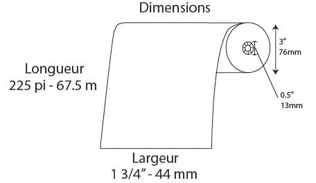 Rouleaux Thermal 1 3/4" x 3" - Longueur 225' Fournitures Big Ben