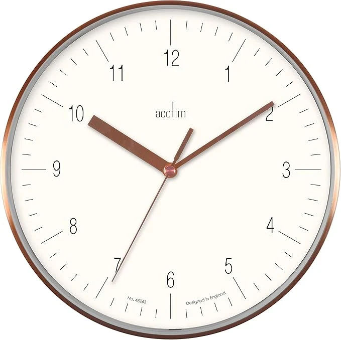 Horloge murale Acctim Colt en cuivre avec cadran blanc - 29602