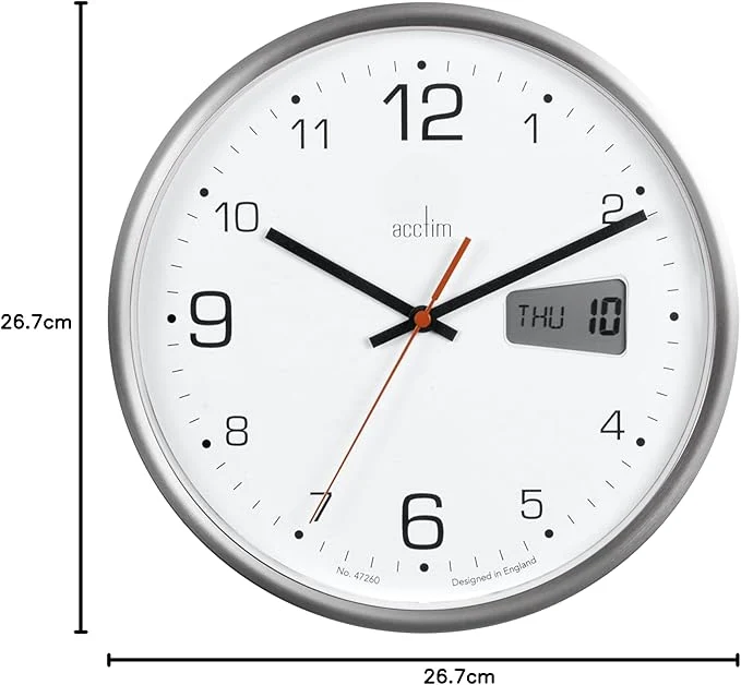Horloge murale Acctim Kalendar à affichage numérique LCD silencieux