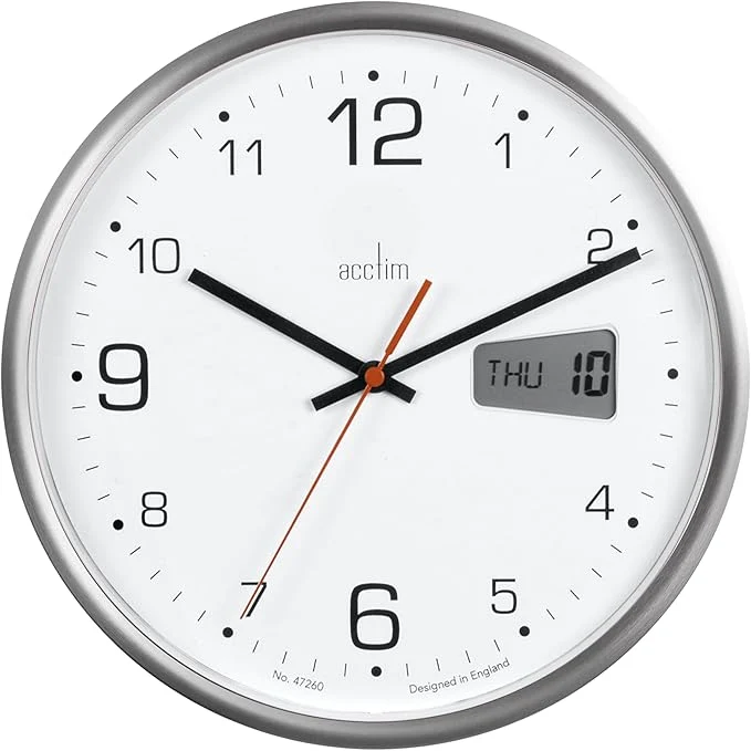 Horloge murale Acctim Kalendar à affichage numérique LCD silencieux