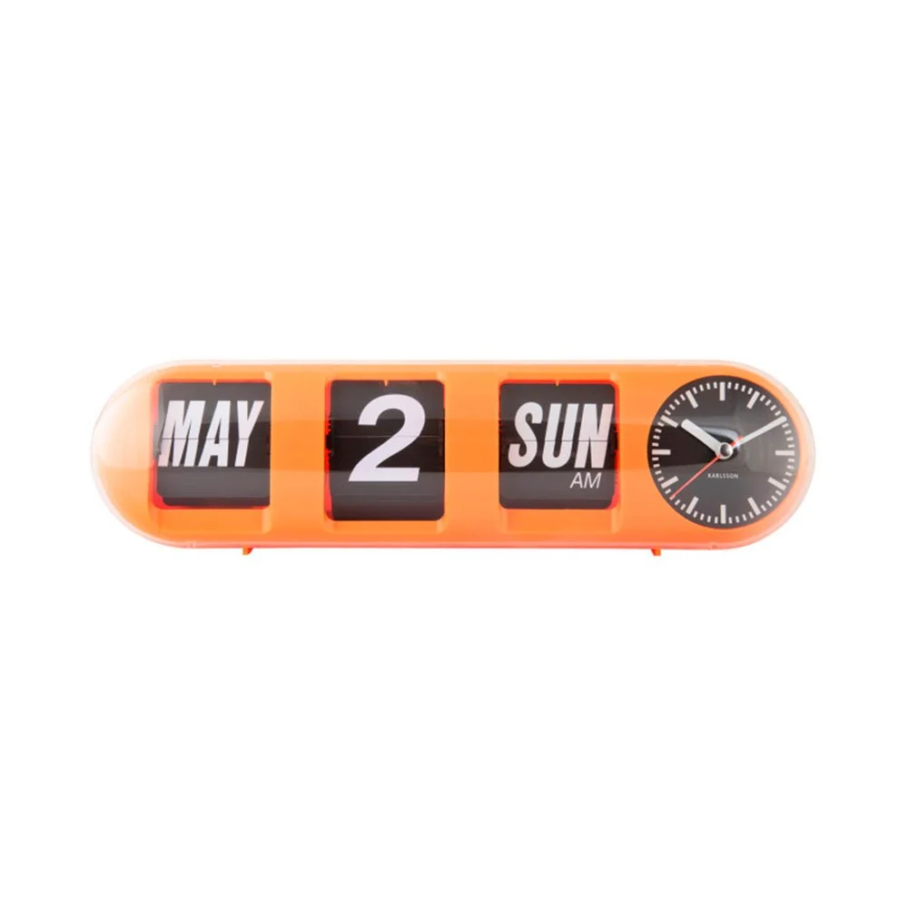 Horloge murale orange Tube Flip