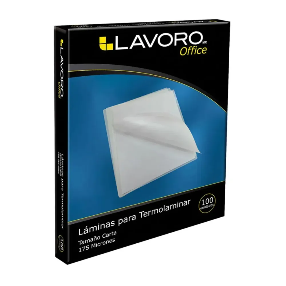 LÁMINAS MICAS TERMOLAMINAR plastificar 229 X 290 MM carta 175 MICRONES LAVORO 416143