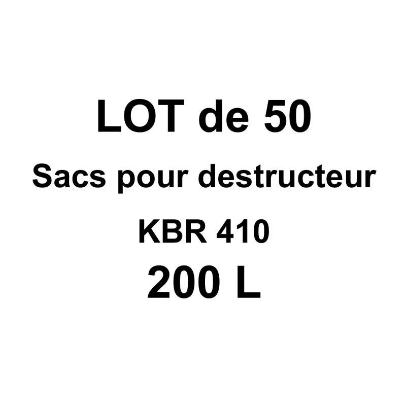 Lot de 50 sacs destructeur KBR410 200 litres