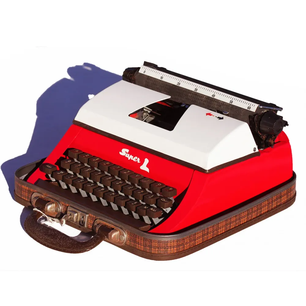 Machine à écrire Junior vintage rouge orangé modèle Super L Lilliput