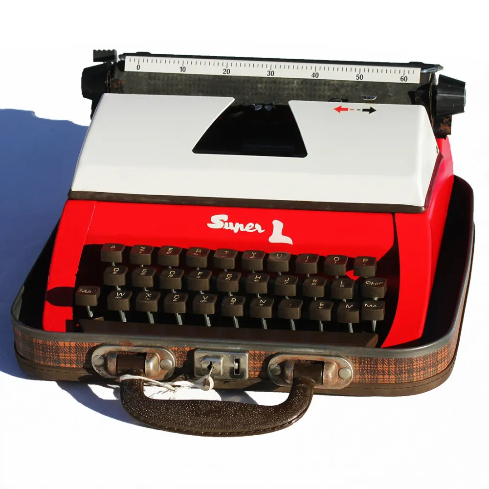 Machine à écrire Junior vintage rouge orangé modèle Super L Lilliput