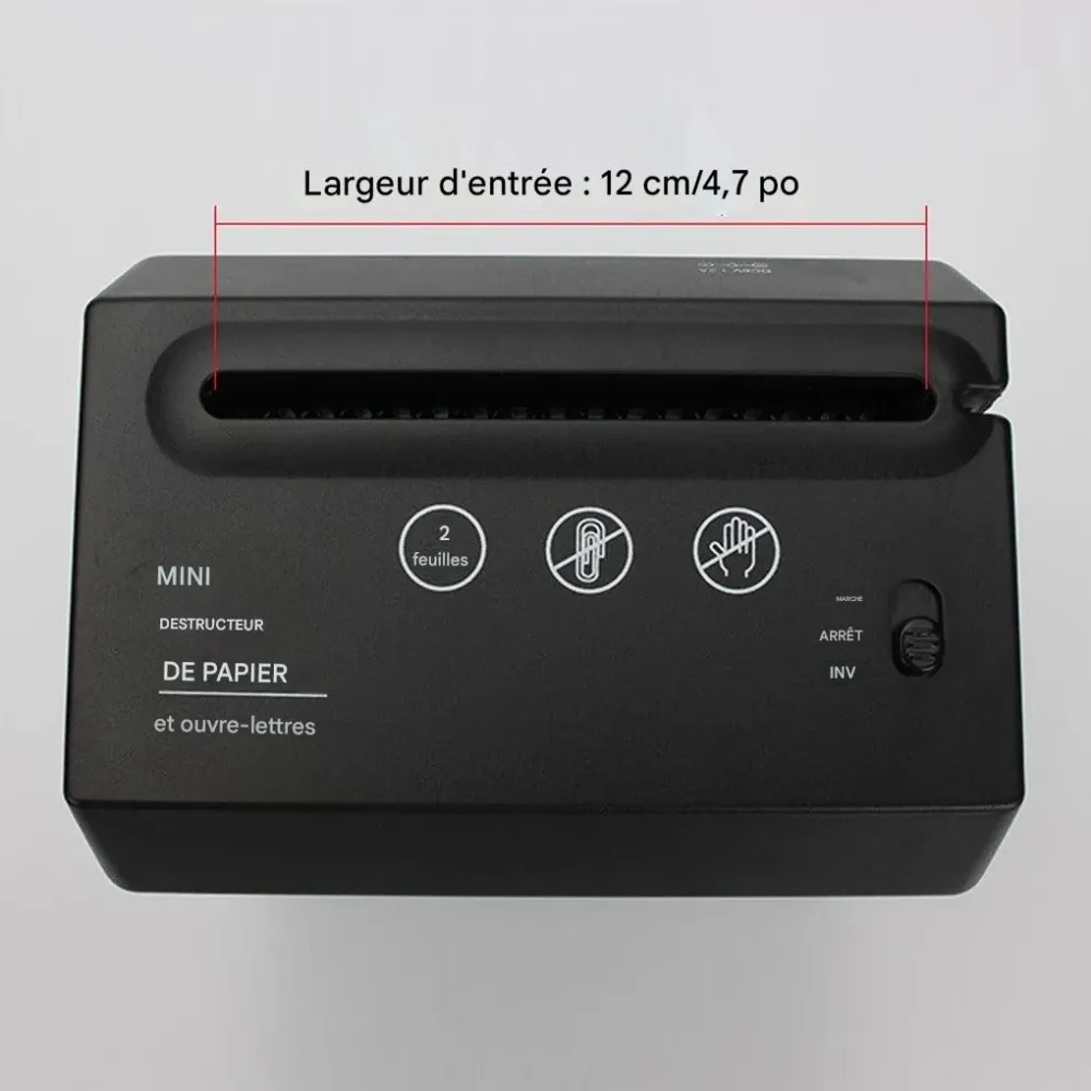 Mini destructeur de papier de bureau – Compact, silencieux et efficace