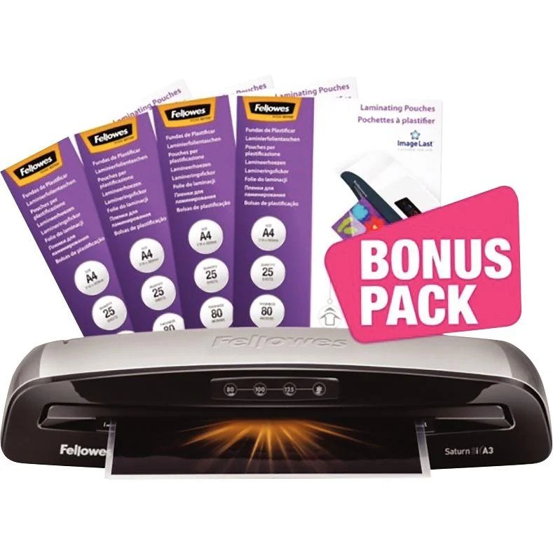 Pack 1 plastifieuse Saturn 3i A3 / A4 + 4 pack de 25 pochettes à plastifier A4 80 microns gratuit