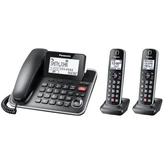 Panasonic Système téléphonique avec 1 combiné filaire et 2 combinés sans fil KX-TGF872B