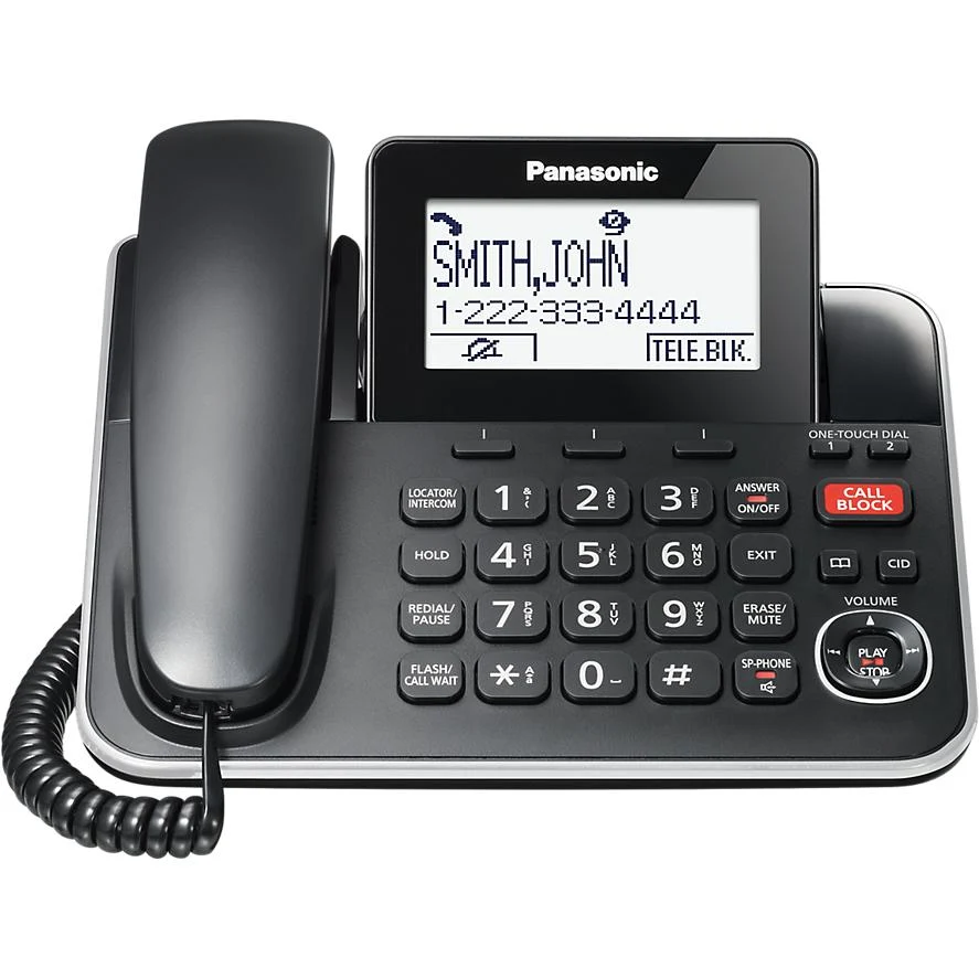 Panasonic Système téléphonique avec 1 combiné filaire et 2 combinés sans fil KX-TGF872B