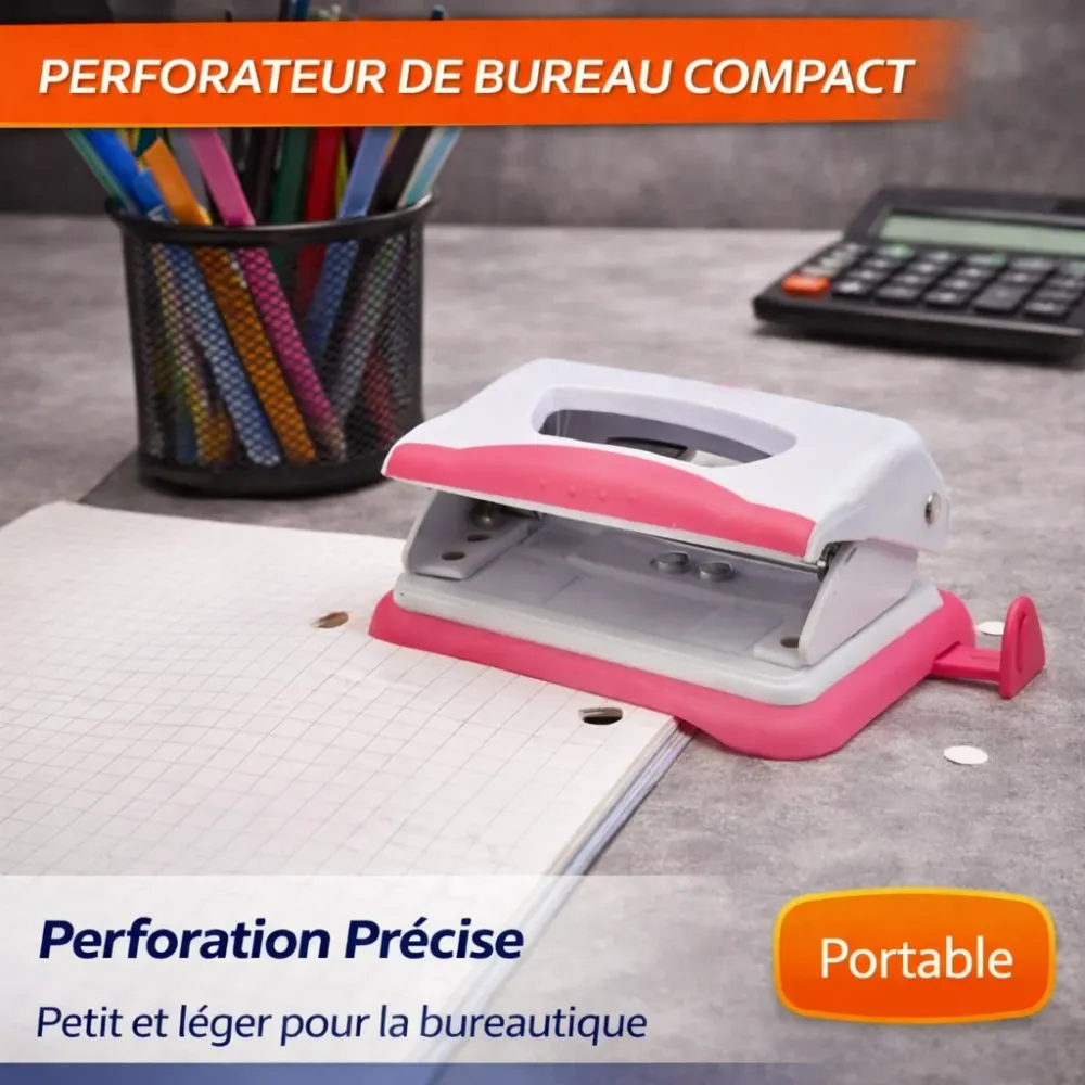 Perforateur de Bureau Compact 11 × 5 cm – Barre d’Arrêt