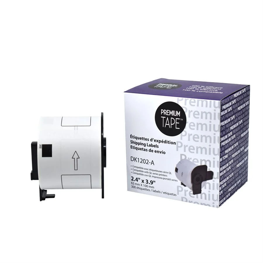 Brother DK1202 - 62mm*100mm*300 étiquettes compatibles 2/pqt *LIVRAISON GRATUITE Premium Tape