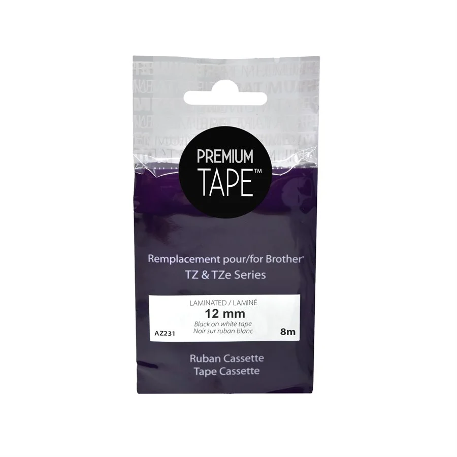 Brother TZ-231 NOIR / BLANC 12mm compatible 2/pqt *LIVRAISON GRATUITE Premium Tape