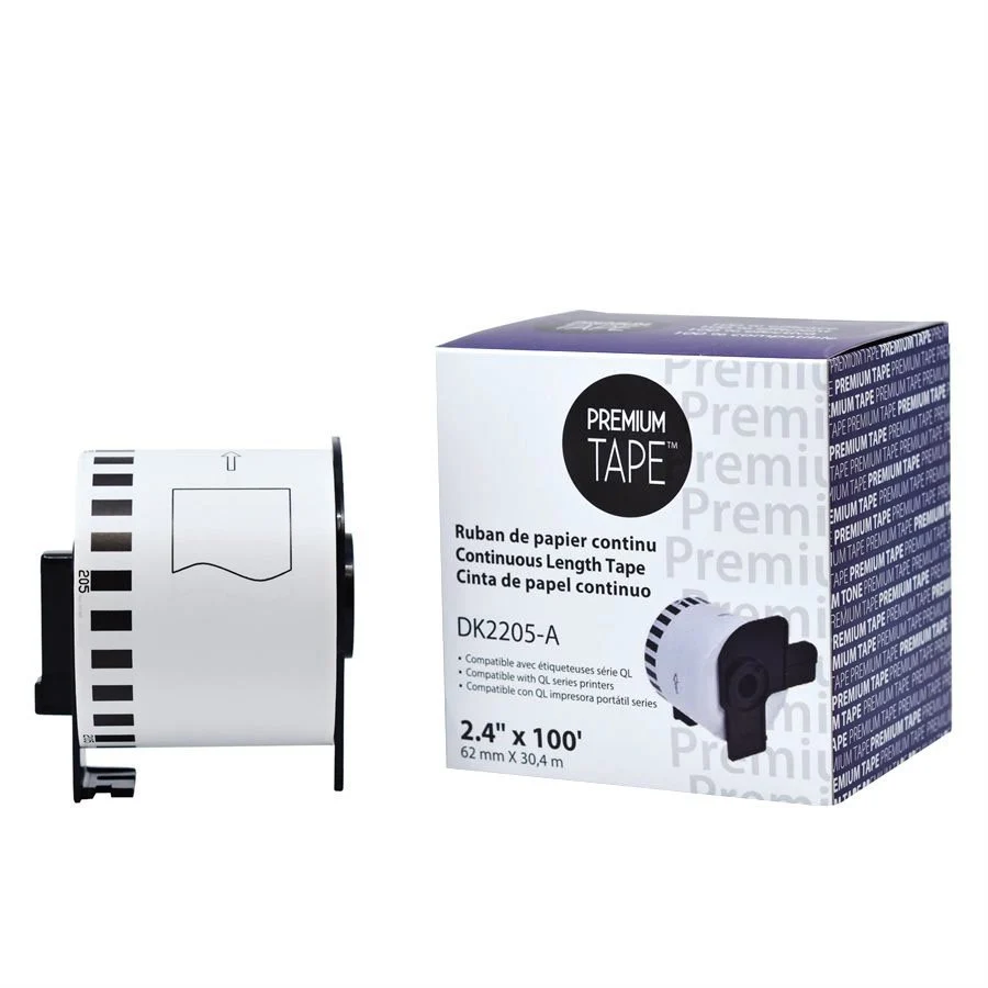 DK2205- - Brother DK-2205-Papier continu BLANC 62mm*30.48m compatible 2/pqt *LIVRAISON GRATUITE Premium Tape