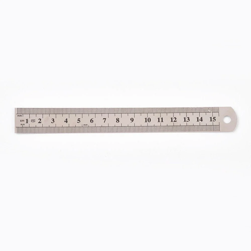 Règle graduée en acier inoxydable 15cm , outil de mesure recto-verso, en centimètres et pouces G6378