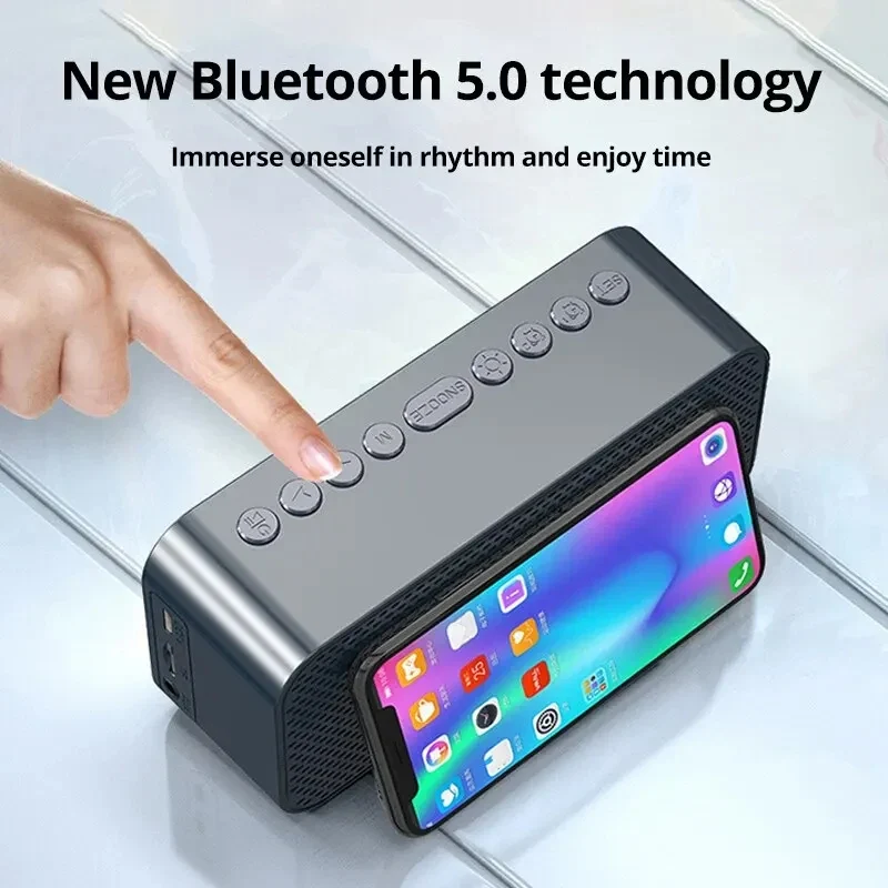 Réveil numérique LED Bluetooth avec miroir et radio FM - Décoration chambre et bureau