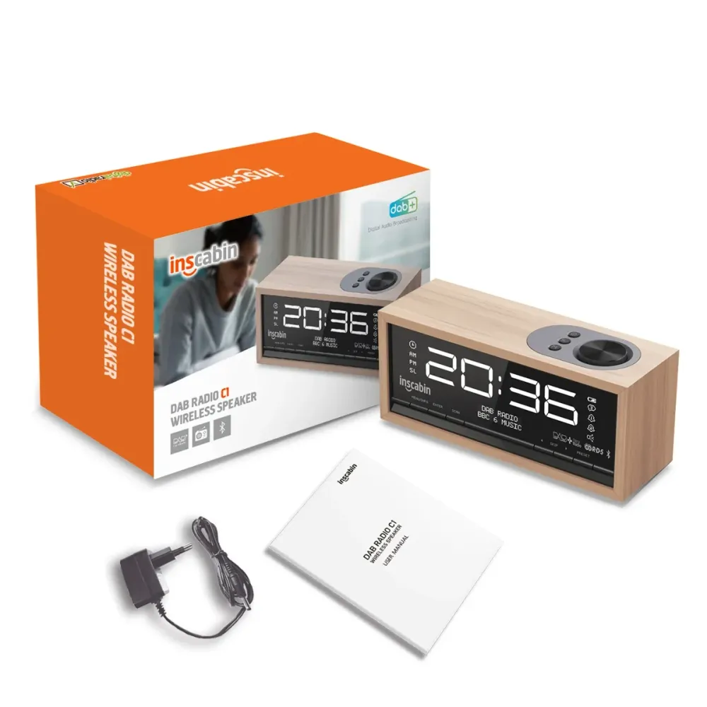 Réveil radio numérique DAB+ FM Bluetooth design orange pour chambre bureau cuisine
