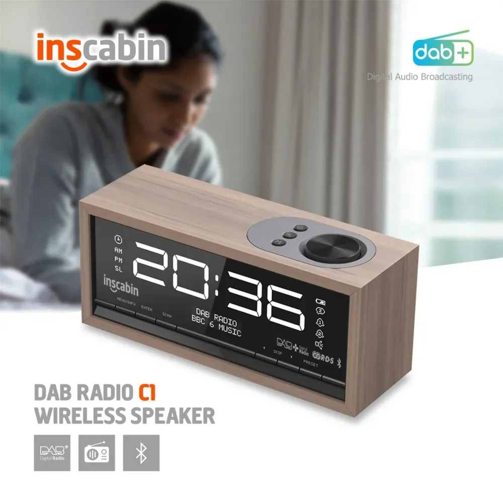 Réveil radio numérique DAB+ FM Bluetooth design orange pour chambre bureau cuisine