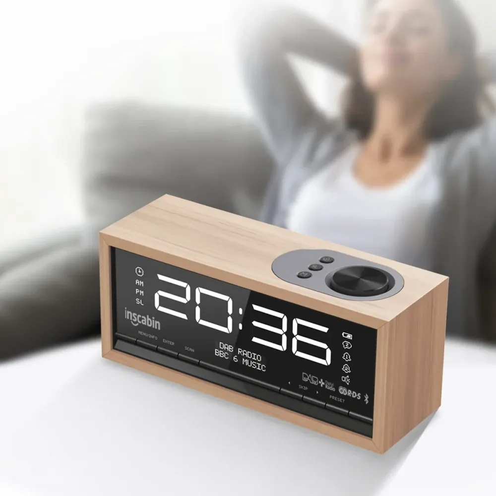 Réveil radio numérique DAB+ FM Bluetooth design orange pour chambre bureau cuisine