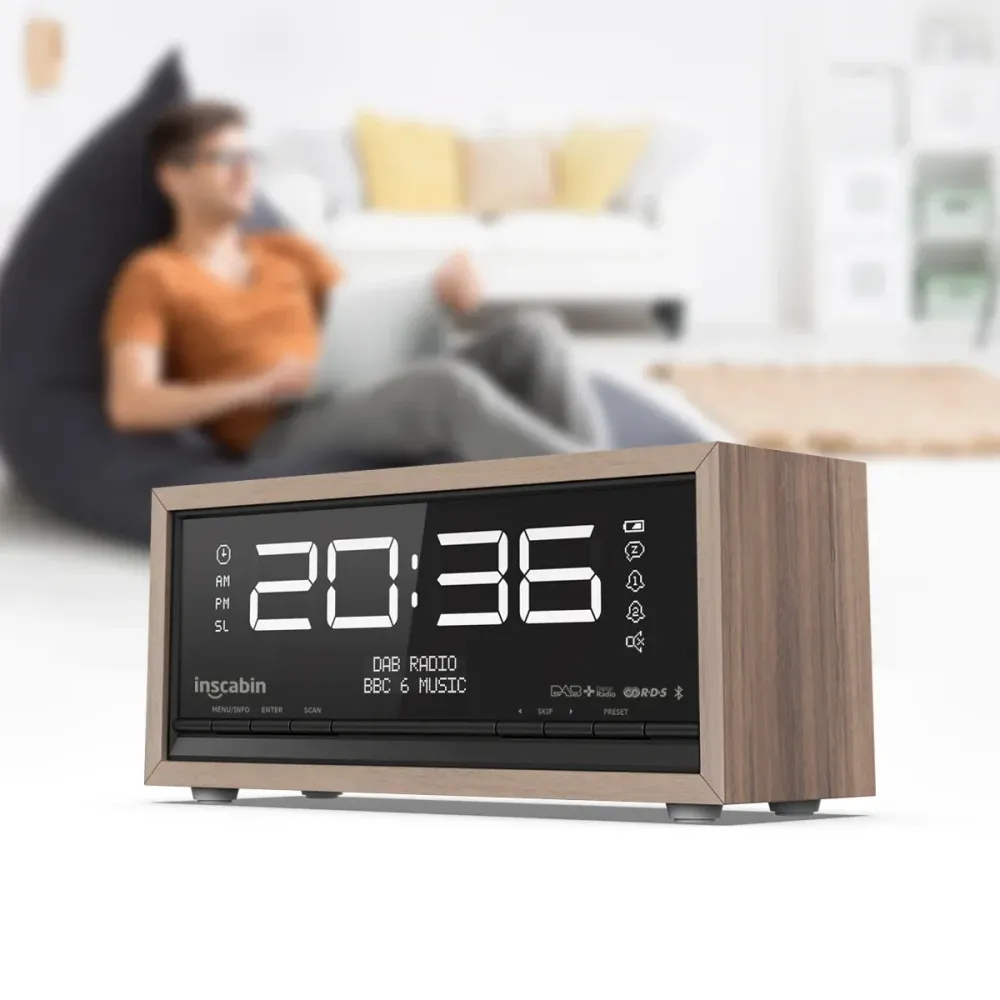Réveil radio numérique DAB+ FM Bluetooth design orange pour chambre bureau cuisine