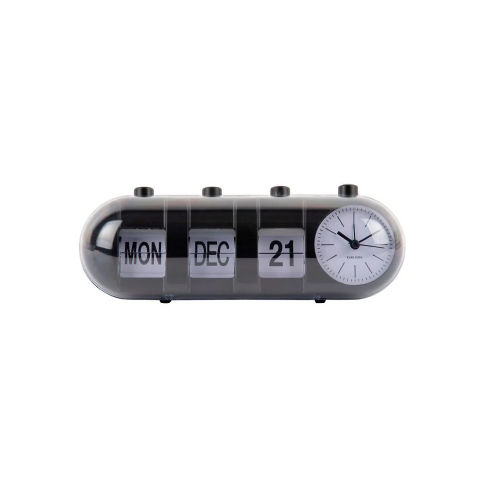 Réveil Rétro Tube Calendrier à Feuilles Noires