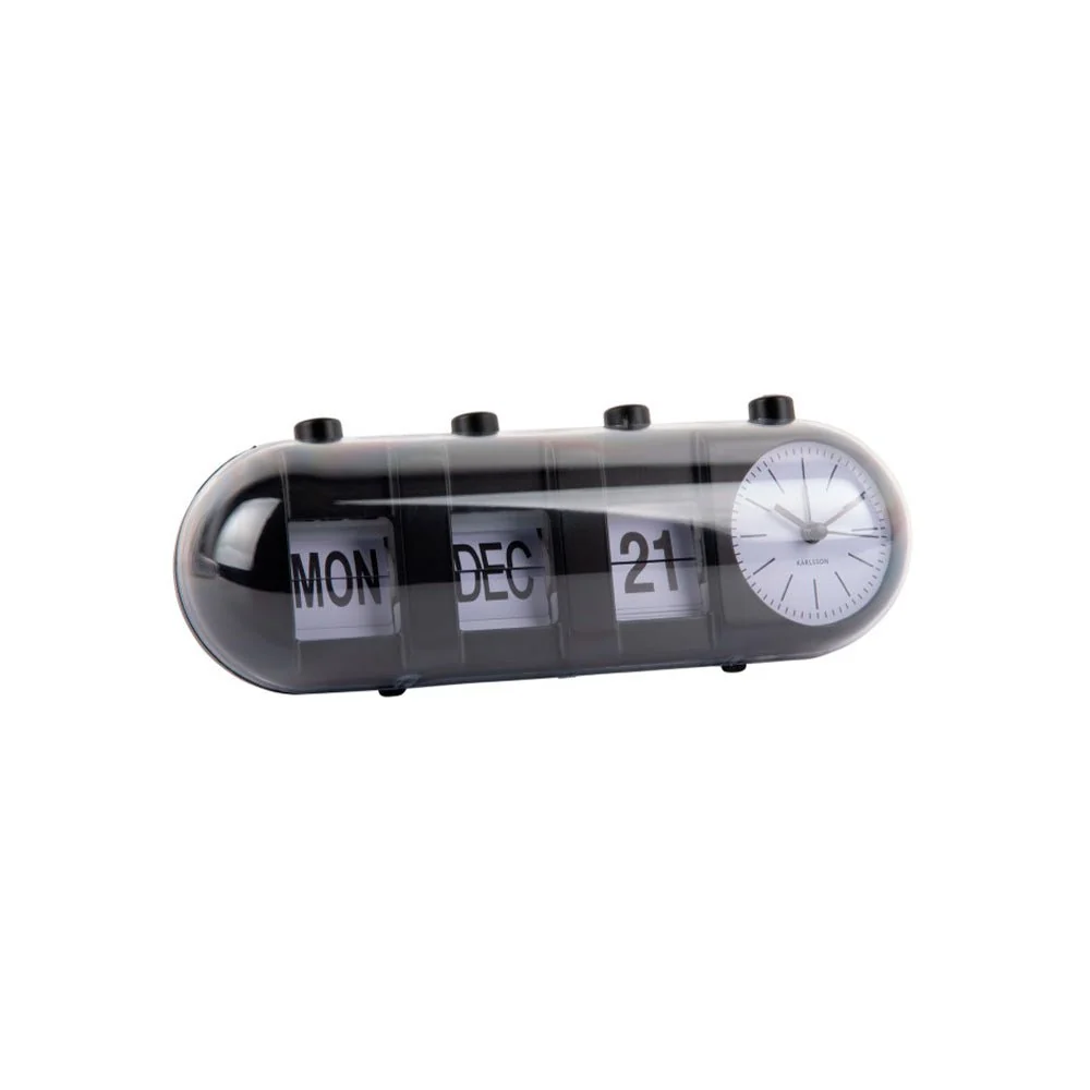 Réveil Rétro Tube Calendrier à Feuilles Noires