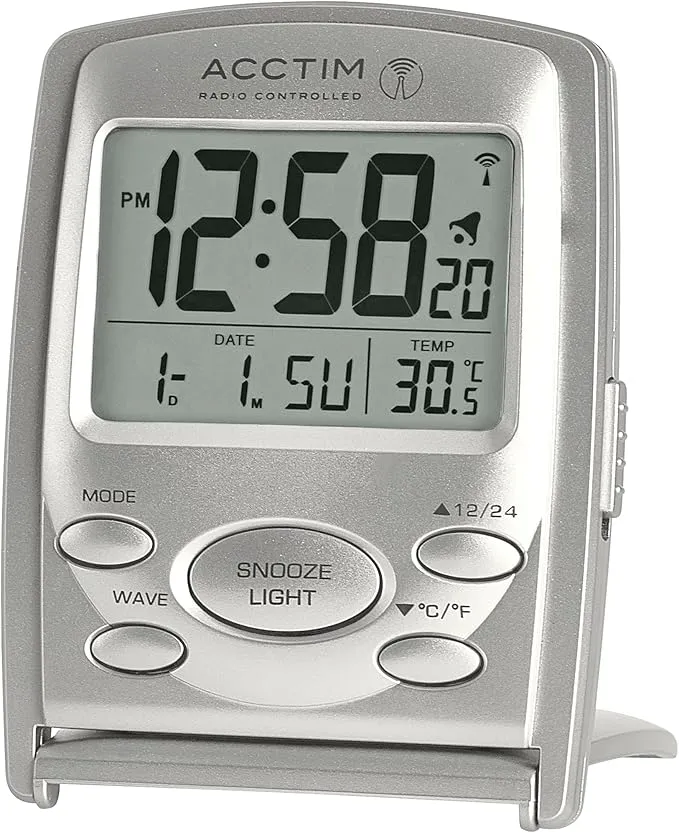 Réveil de voyage multifonction LCD radiocommandé Acctim 71707 Vista MSF