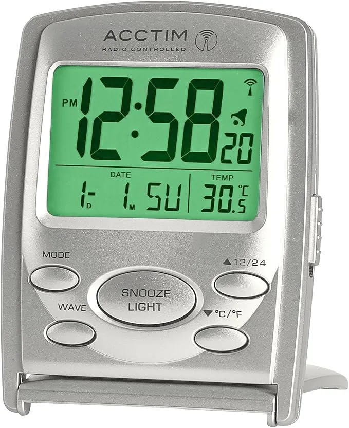 Réveil de voyage multifonction LCD radiocommandé Acctim 71707 Vista MSF