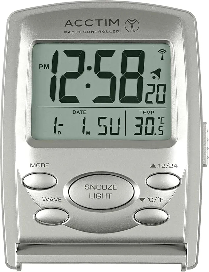 Réveil de voyage multifonction LCD radiocommandé Acctim 71707 Vista MSF