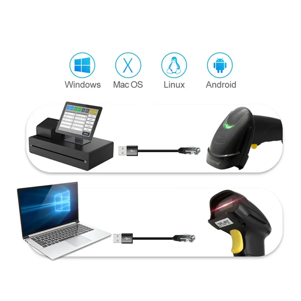 TD® Scanner de codes-barres portatif filaire unidimensionnel Scanner de codes-barres de stockage hors ligne USB de grande...
