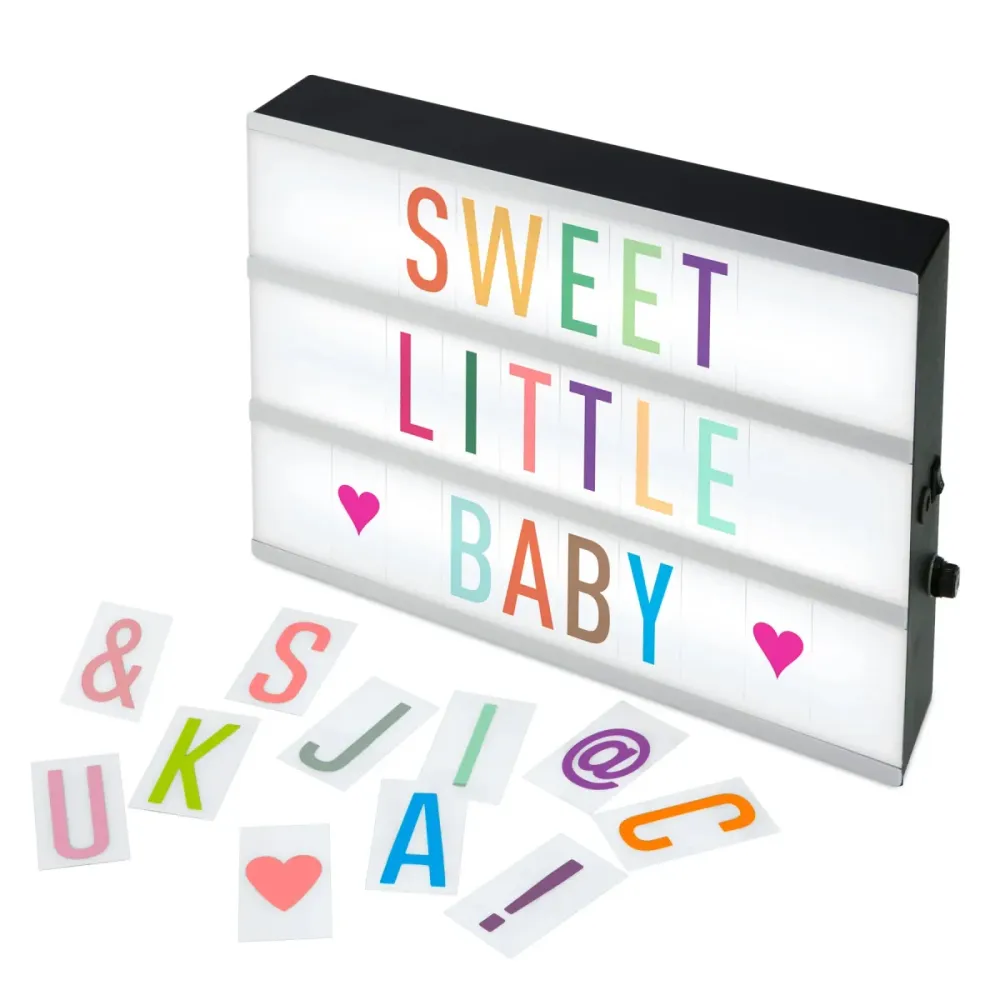 <tc>Alecto</tc> Lightbox Letters Led Lightbox A4 Black White Comprend 85 lettres et symboles