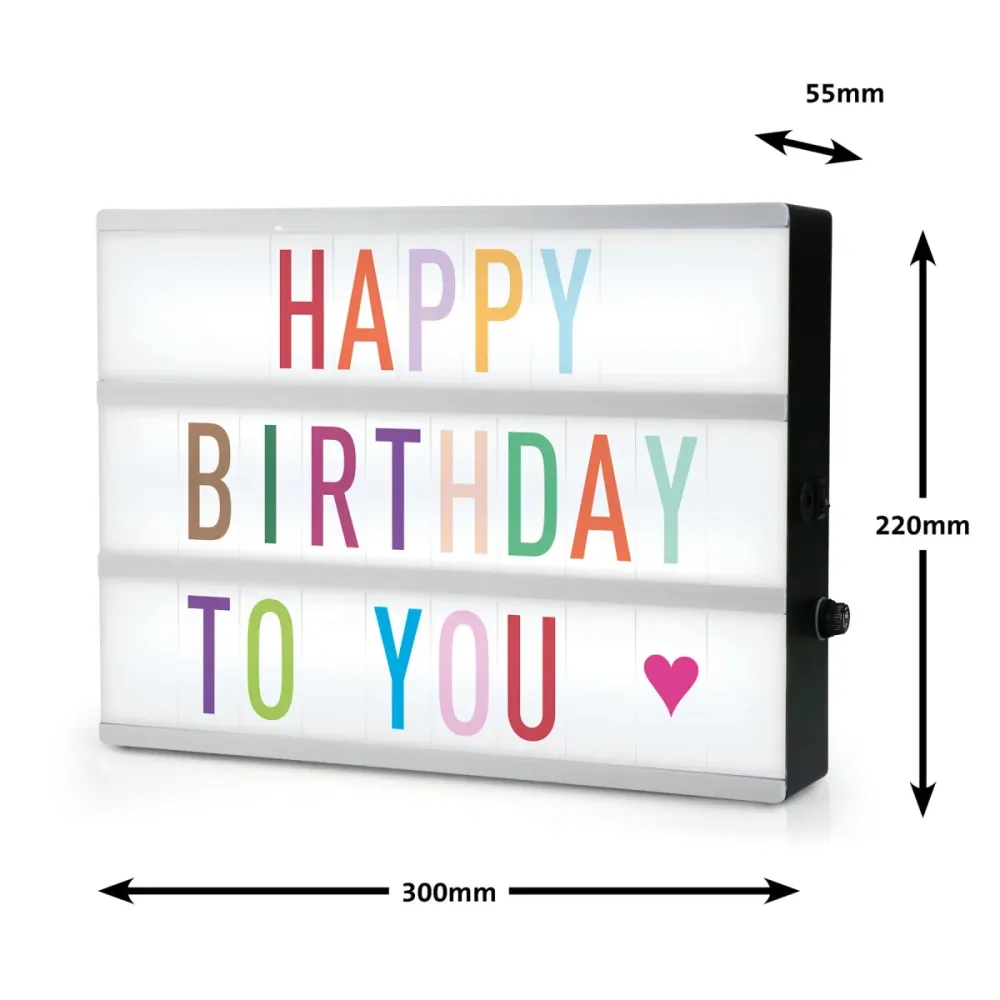 Alecto Lightbox Letters Led Lightbox A4 Black White Comprend 85 lettres et symboles
