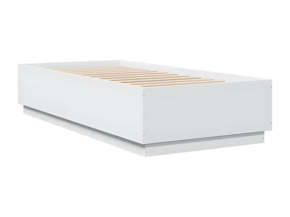 Cadre de lit avec lumières LED blanc 90x200cm bois d'ingénierie Assemblage sans outil