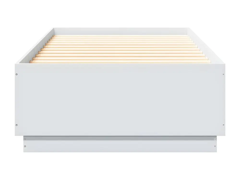 Cadre de lit avec lumières LED blanc 90x200cm bois d'ingénierie Assemblage sans outil