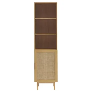 June - Colonne de rangement en bois et cannage H190cm - Couleur - Bois manifeste