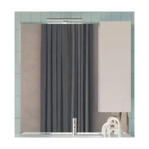 Miroir design avec rangement, 80x110 cm, collection VITARIO, coloris blanc brillant | Assemblage Rapide Sans Outil