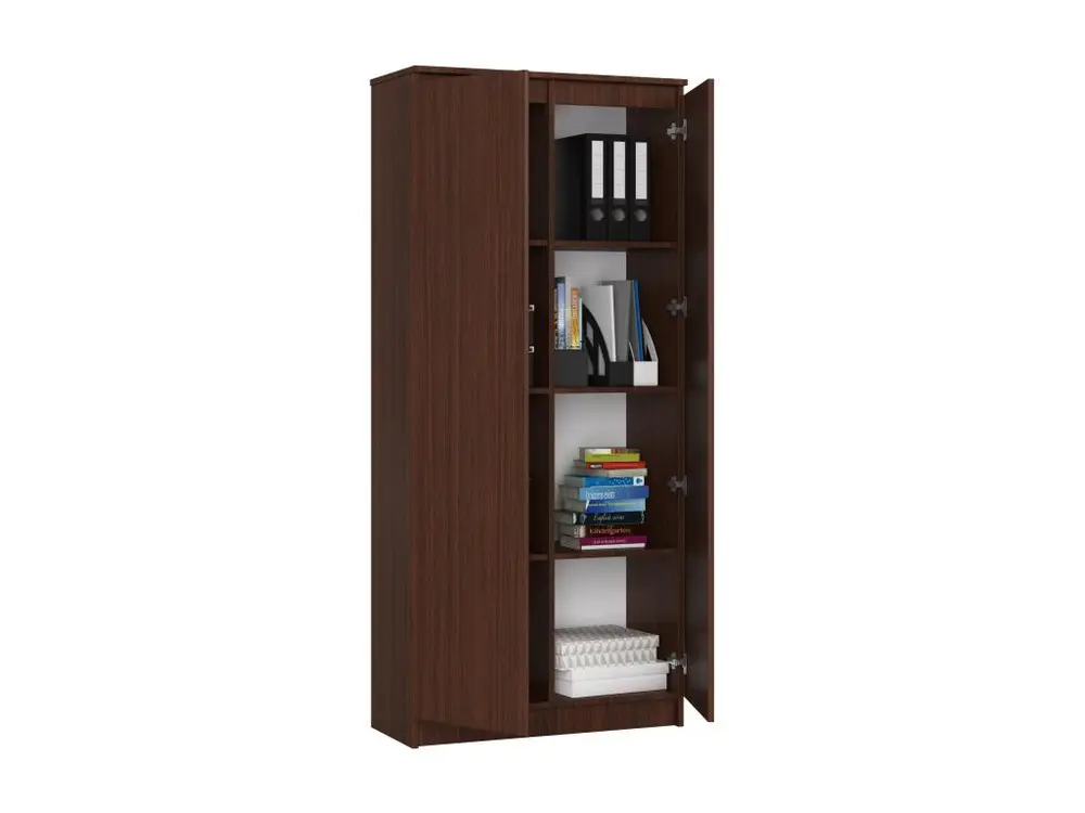 Rayonnage métallique Bibliothèque de bureau Armoire AKORD R80 Wengé 80 cm 2 portes façade Wengé 8 étagères 80x35x180 cm