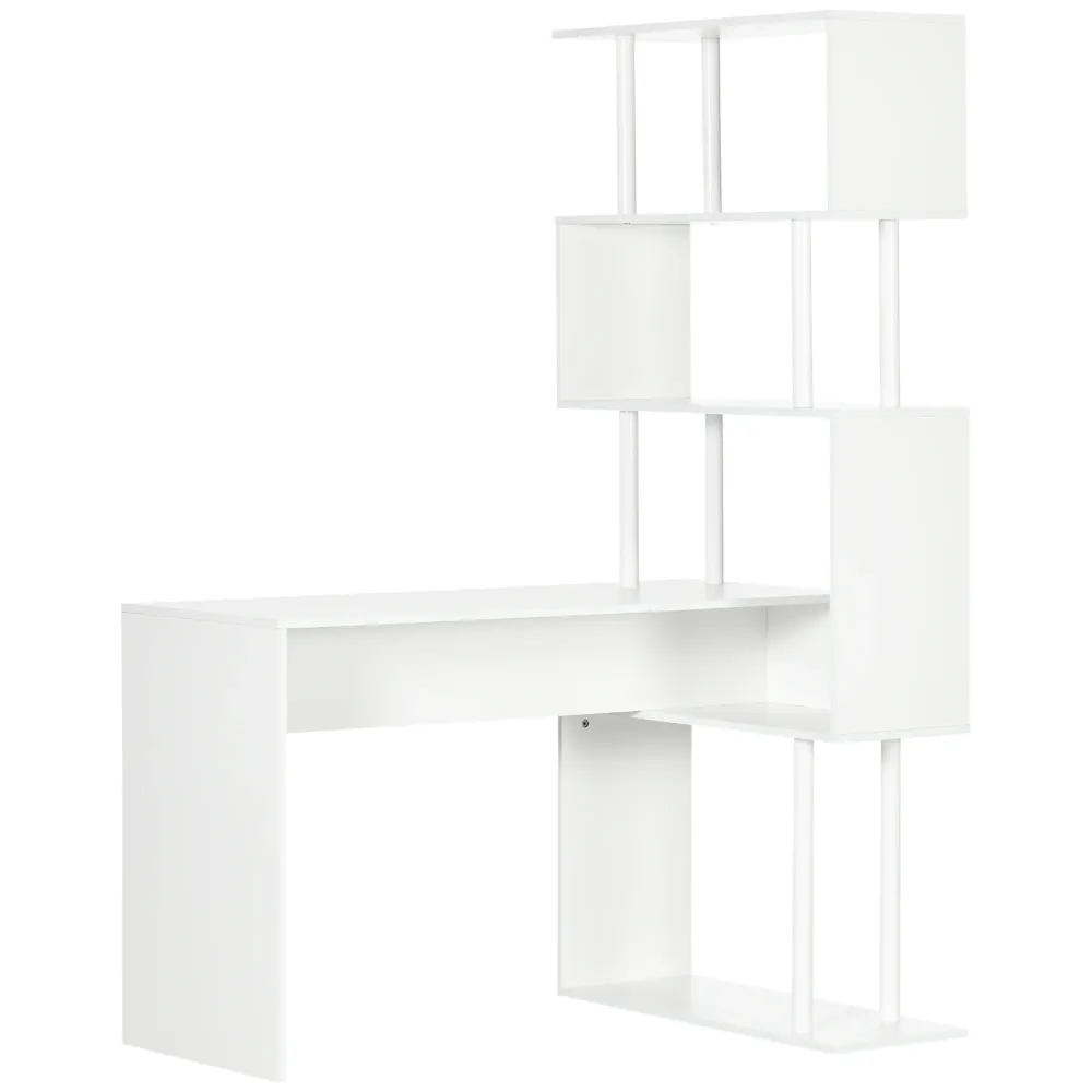 Étagère d'angle Bureau d'angle avec étagères de rangement Bureau Informatique Design Contemporain en Forme de L étagères e...