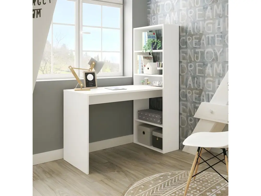 Étagère d'angle Bureau réversible avec étagère de rangement L120 cm