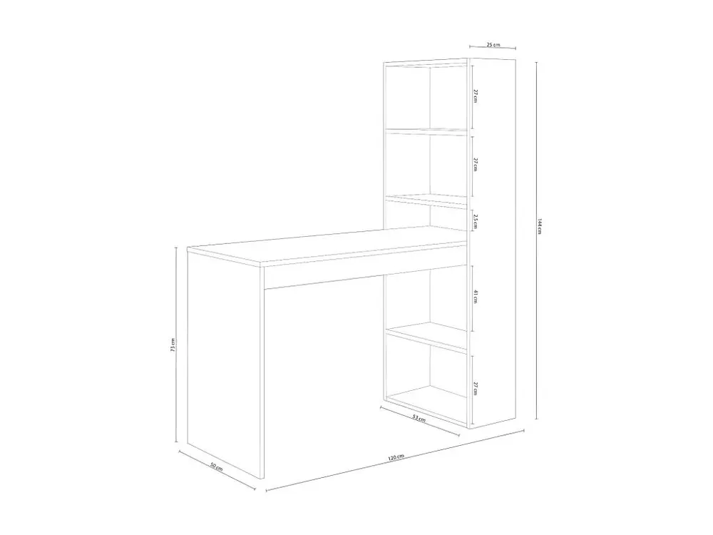 Étagère d'angle Bureau réversible avec étagère de rangement L120 cm