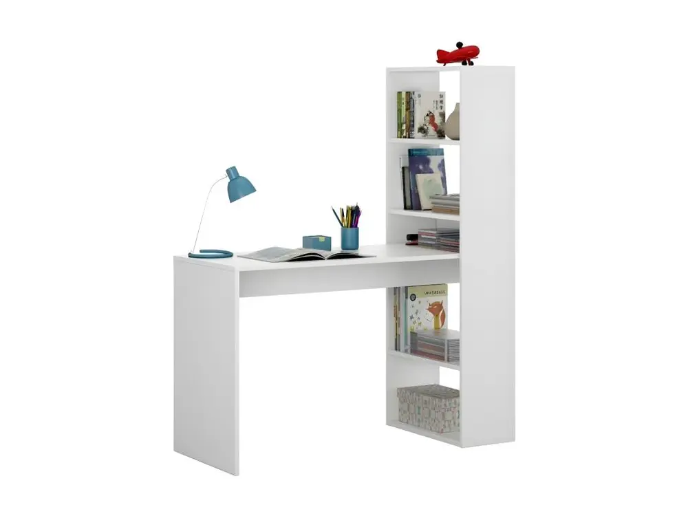 Étagère d'angle Bureau réversible avec étagère de rangement L120 cm