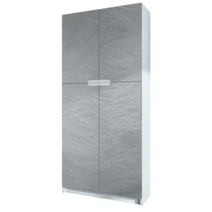 Étagère murale Armoire De Bureau Blanc Mat Et Aspect Métal Rayé(lxhxp) : 82 x 185 x 37