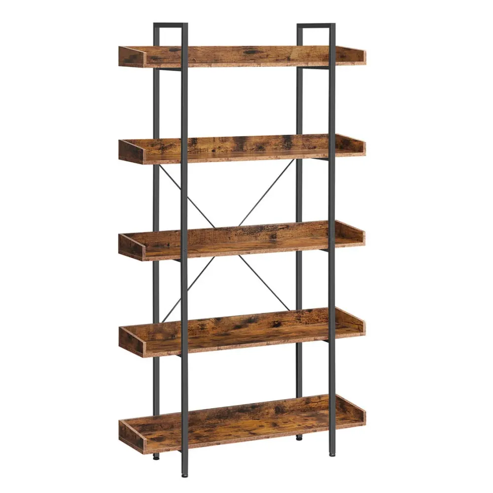 Étagère murale Meuble de rangement étagère rangement bibliothèque style industriel 5 niveaux 100 x 28 x 178 cm salon chamb...