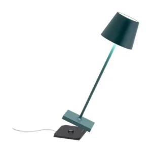 Lampe de table LED Poldina Pro Vert Foncé, à autonomie renouvelable et dimmable