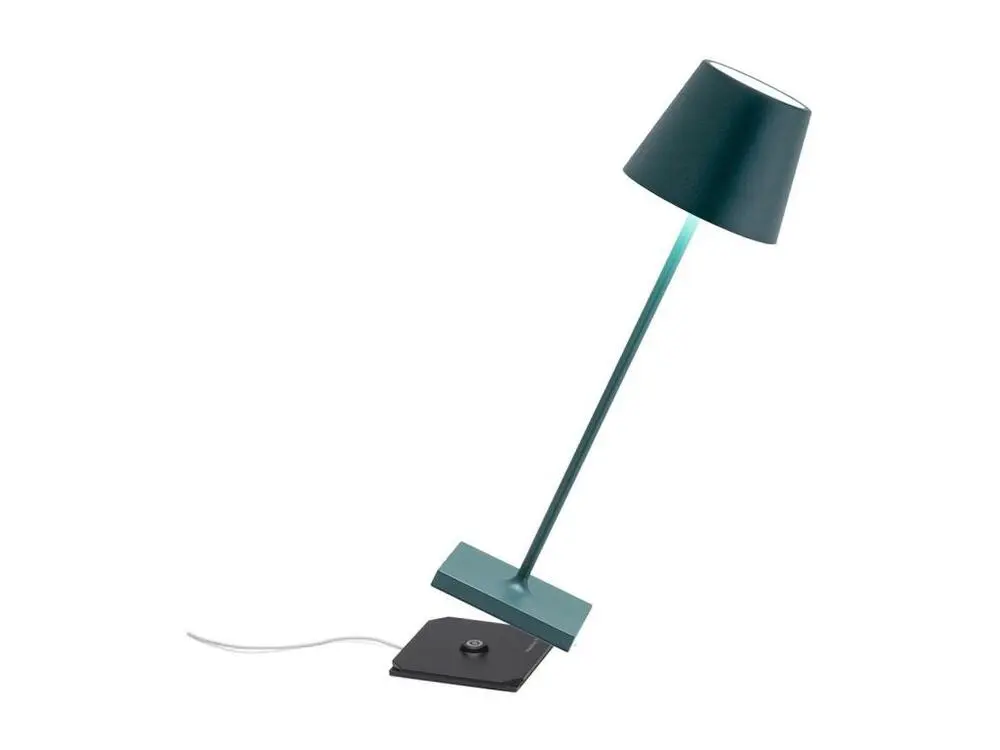 Lampe de table LED Poldina Pro Vert Foncé, à autonomie renouvelable et dimmable